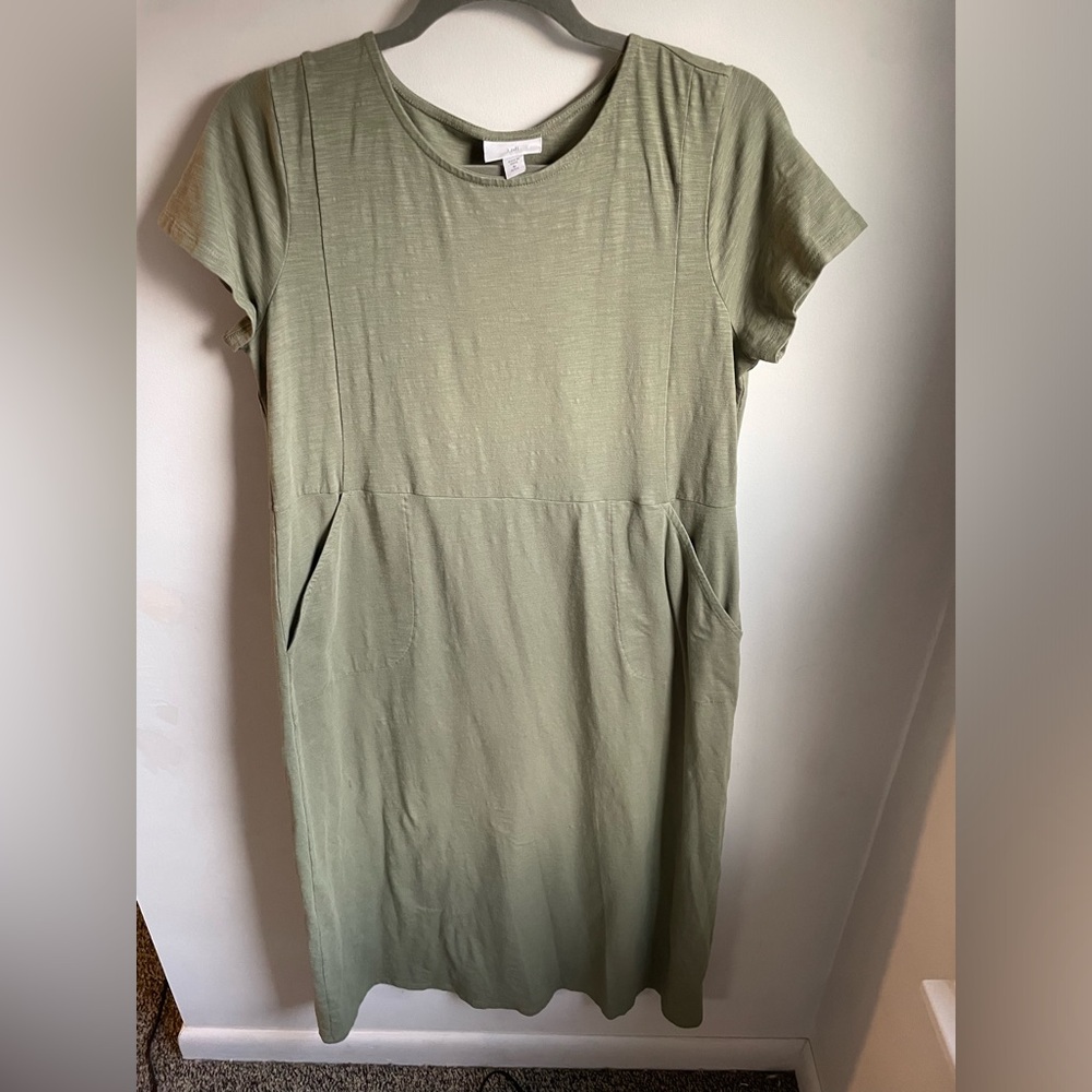 J. Jill Seamed Maxi Dress - Sage Green - Petite Medium Oversized Fall Comfort
